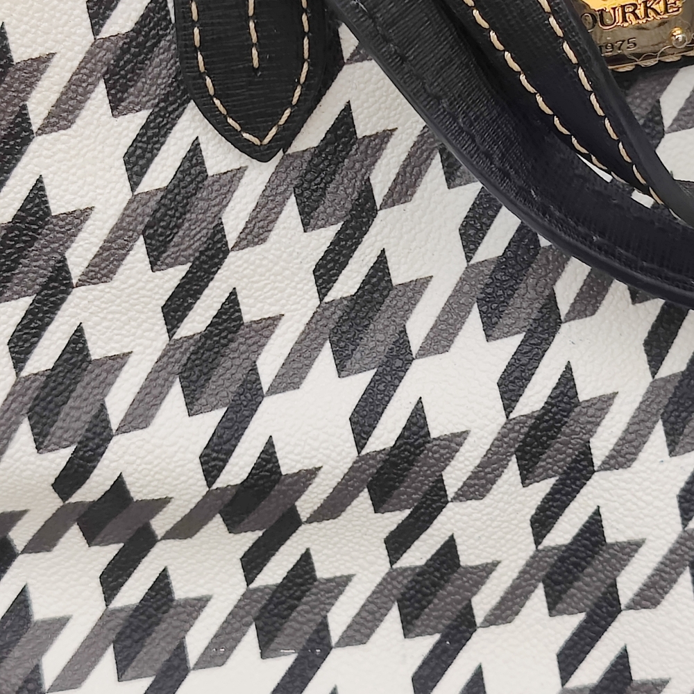 Dooney & Bourke Black and White Houndstooth Satchel - Picture 3 of 9